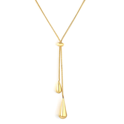 Stelluxe Stainless Steel Gold Color PVD Large And Small Teardrop Minimalist Necklace