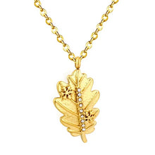 Load image into Gallery viewer, Stainless Steel Gold Color PVD Paved Zircon Snowflake Leaf Cable Chain Necklace