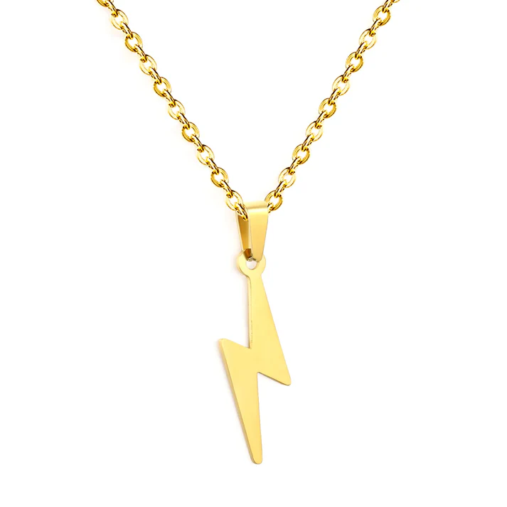 Stainless Steel Gold Color PVD Lightning Pendant Necklace