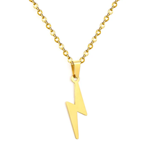 Load image into Gallery viewer, Tresoli Stainless Steel Gold Color PVD Lightning Pendant Necklace