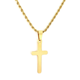 Tresoli Stainless Steel Gold Color PVD Brushed Cross Pendant Necklace
