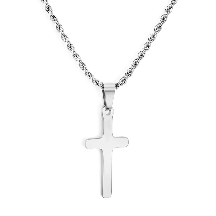 Stainless Steel Color PVD Brushed Cross Pendant Necklace