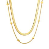 Tresoli Stainless Steel Gold Color PVD Bead Gripping Blade Chain Necklace