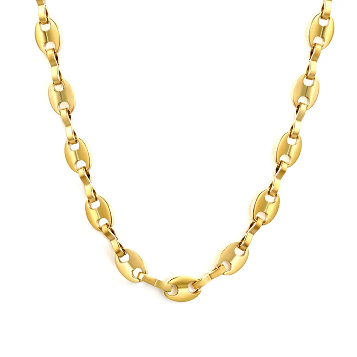 Stainless Steel Gold Color PVD Pig Nose Necklace