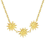 Stainless Steel Gold Color PVD Three Sunflower Charms Necklace