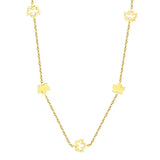 Tresoli Stainless Steel Gold Color PVD Hollow Maple Leaf And Polished Maple Leaf Charm Necklace