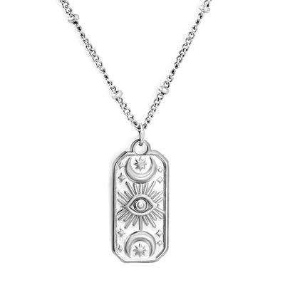 Stainless Steel Color PVD Rectangle Pendant Necklace