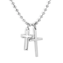 Load image into Gallery viewer, Tresoli Stainless Steel Color PVD Smooth And Hollow Cross Bead Necklace