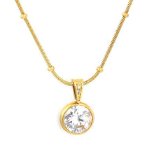 Load image into Gallery viewer, Stainless Steel Gold Color PVD White Zircon Clasp Round Necklace