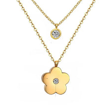 Load image into Gallery viewer, Tresoli Stainless Steel Color PVD Clear CZ Double Layer Chain Pendant Necklace
