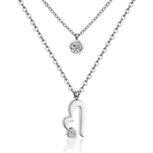 Load image into Gallery viewer, Stelluxe Stainless Steel Color PVD Heart Round Cubic Zirconia Multi Layer Link Chain Pendant Necklace