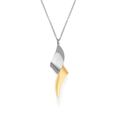 Tresoli Stainless Steel And Gold Color PVD Twisted Knot Pendant Necklace
