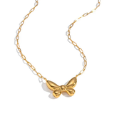 Tresoli Stainless Steel Gold Color PVD 3D Butterfly Necklace
