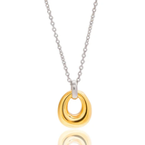 Tresoli Stainless Steel And Gold Color PVD Oval Pendant Necklace