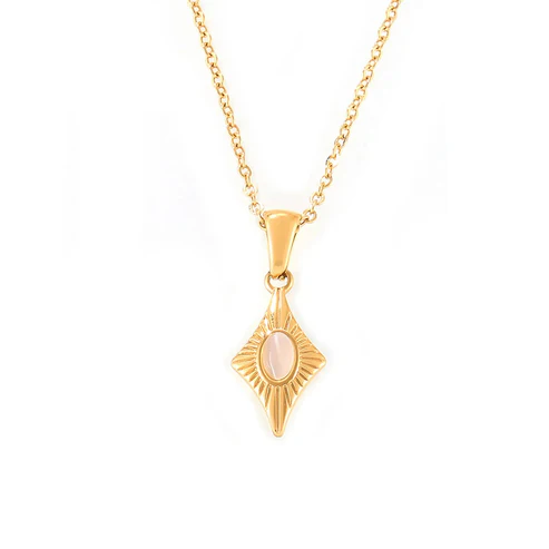 Stainless Steel Gold Color PVD Cat's Eye Necklace