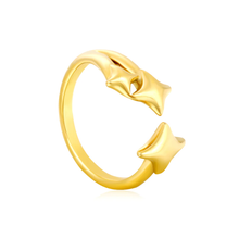 Load image into Gallery viewer, Stelluxe Stainless Steel Gold Color PVD Three Lucky Stars Open Adjustable Ring