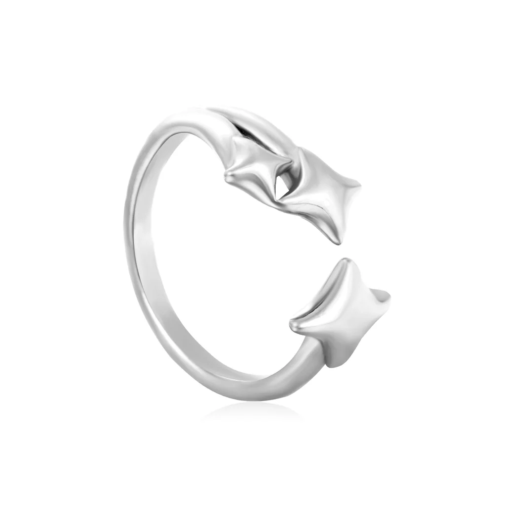 Stainless Steel Color PVD Three Lucky Stars Open Adjustable Ring