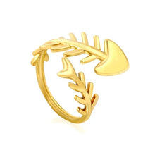 Load image into Gallery viewer, Stainless Steel Gold Color PVD Fish Shaped Open Ring