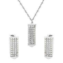 Tresoli Stainless Steel Color PVD Four Row Crystal Tassel Set