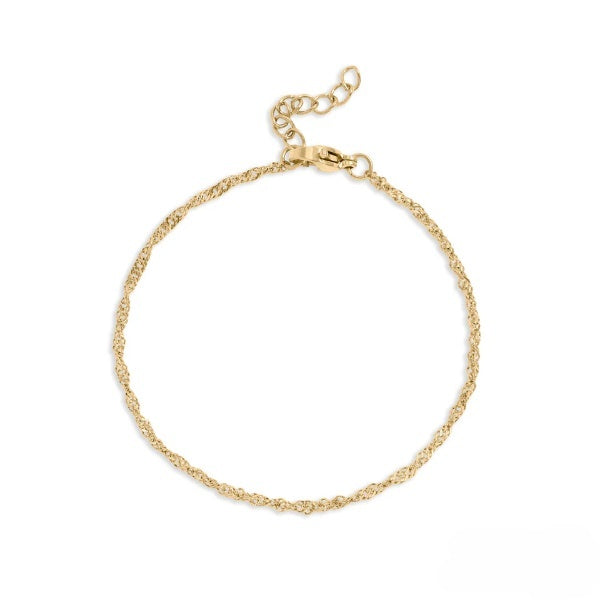 Stainless Steel Gold Color PVD Singapore Chain Bracelet
