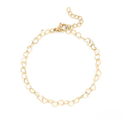 Stelluxe Stainless Steel Gold Color PVD Heart Chain Bracelet