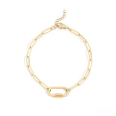 Stelluxe Stainless Steel Gold Color PVD Paperclip Carabiner Bracelet