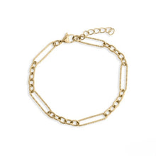 Load image into Gallery viewer, Stelluxe Stainless Steel Gold Color PVD Long Paperclip Textured Chain Bracelet