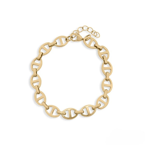 Stainless Steel Gold Color PVD Thick Oval Chain Bracelet