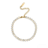 Tresoli Stainless Steel Gold Color PVD Oval CZ Tennis Chain Bracelet