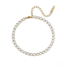 Load image into Gallery viewer, Tresoli Stainless Steel Gold Color PVD CZ Round Stone Tennis Chain Bracelet