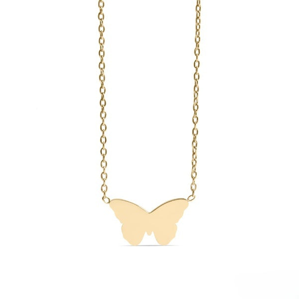 Tresoli Stainless Steel Gold Color PVD Engravable Butterfly Necklace