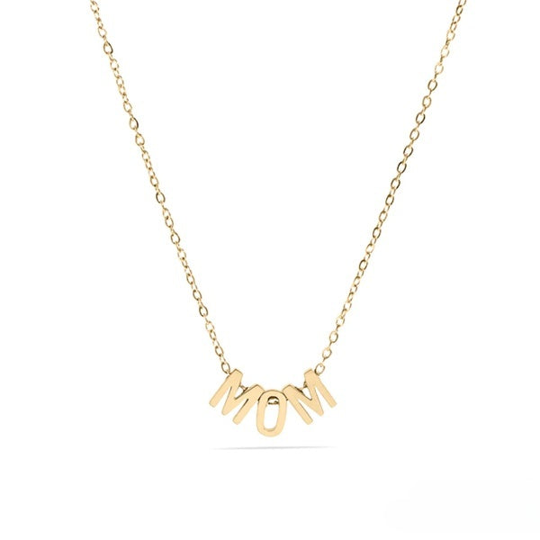 Stelluxe Stainless Steel Gold Color PVD Mom Necklace