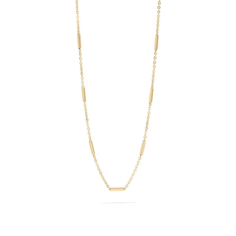 Stainless Steel Gold Color PVD Satellite Bar Chain Necklace