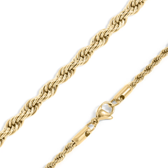 Tresoli Stainless Steel Gold Color PVD Rope Chain Necklace