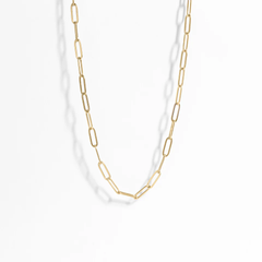 Tresoli Stainless Steel Gold Color PVD Paperclip Chain Necklace