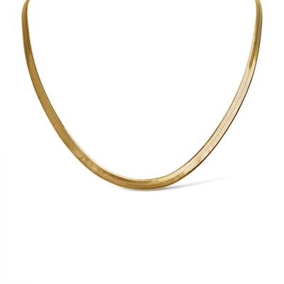 Stelluxe Stainless Steel Gold Color PVD Herringbone Chain Necklace