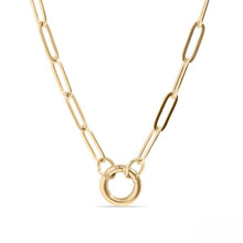 Load image into Gallery viewer, Tresoli Stainless Steel Gold Color PVD Paperclip Charm Holder Necklace