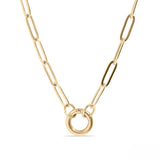 Tresoli Stainless Steel Gold Color PVD Paperclip Charm Holder Necklace