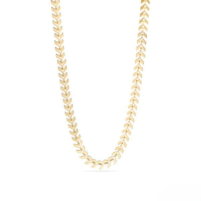 Tresoli Stainless Steel Gold Color PVD Chevron Chain Necklace