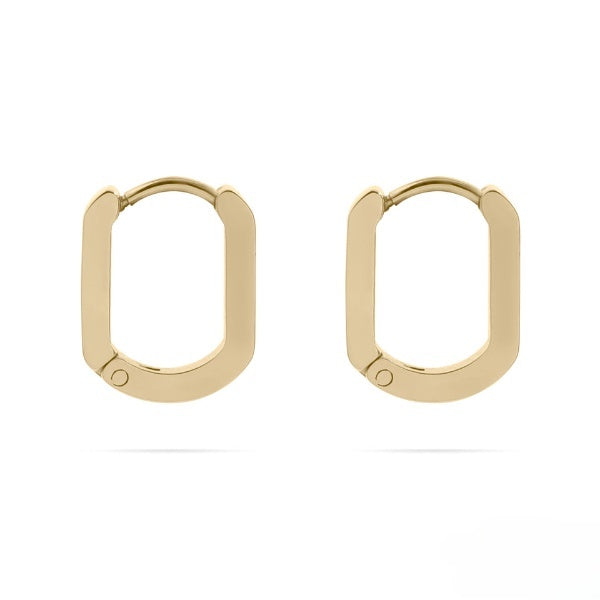 Stelluxe Stainless Steel Gold Color PVD Oval Huggie Earrings