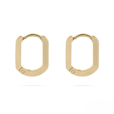 Stelluxe Stainless Steel Gold Color PVD Oval Huggie Earrings