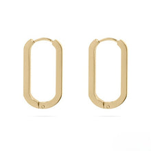 Load image into Gallery viewer, Stelluxe Stainless Steel Gold Color PVD Long Oval Huggie Earrings