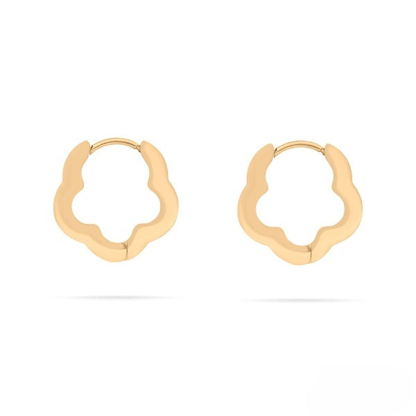 Stelluxe Stainless Steel Gold Color PVD Flower Huggie Earrings