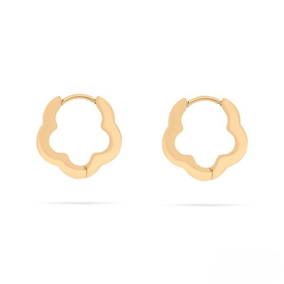 Stelluxe Stainless Steel Gold Color PVD Flower Huggie Earrings