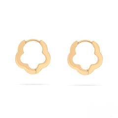 Stelluxe Stainless Steel Gold Color PVD Flower Huggie Earrings