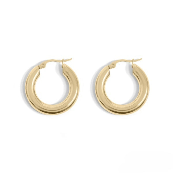 Stelluxe Stainless Steel Gold Color PVD Chunky Hoop Earrings