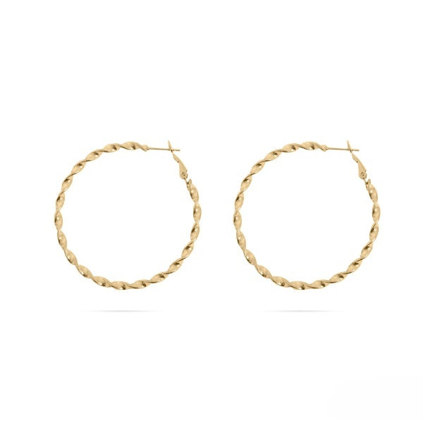 Stelluxe Stainless Steel Gold Color PVD Twist Hoop Earrings