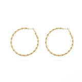 Stelluxe Stainless Steel Gold Color PVD Twist Hoop Earrings