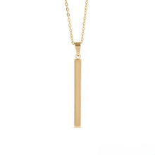 Load image into Gallery viewer, Stelluxe Stainless Steel Gold Color PVD Square 4 Sided Vertical Bar Polished Necklace With Top Bail