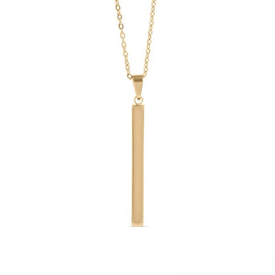Stelluxe Stainless Steel Gold Color PVD Square 4 Sided Vertical Bar Polished Necklace With Top Bail
